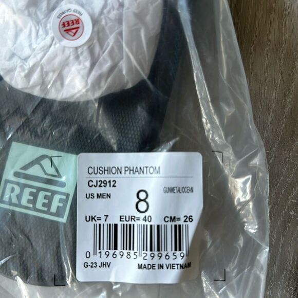 REEF CUSHION PHANTOM GUNMETAL OCEAN MEN'S SANDAL SIZE 8 NWT in packaging - Picture 6 of 7